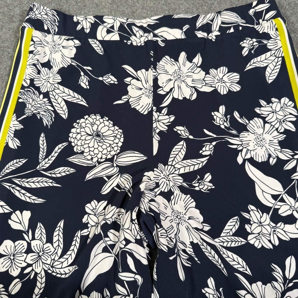 Susan Graver Womens Navy Floral Wide Leg Pants Side Stripe Stretch Size Small - Picture 4 of 11